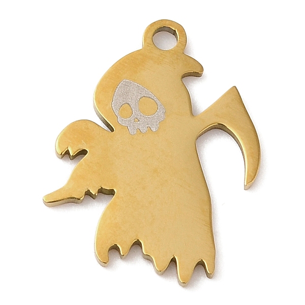 

PandaHall Halloween 201 Stainless Steel Pendants, Death Charm, Golden, 17x14x1mm, Hole: 1.5mm 201 Stainless Steel Others