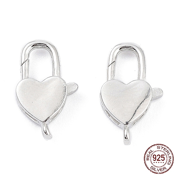

PandaHall Rhodium Plated 925 Sterling Silver Lobster Claw Clasps, Heart, Platinum, 13x8x3mm, Hole: 1mm Sterling Silver Heart