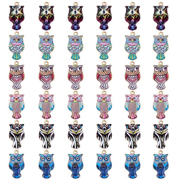 

PandaHall 36Pcs 6 Colors Rack Plating Alloy Enamel Pendants, Cadmium Free & Nickel Free & Lead Free, Light Gold, Owl, Mixed Color..., Multicolor