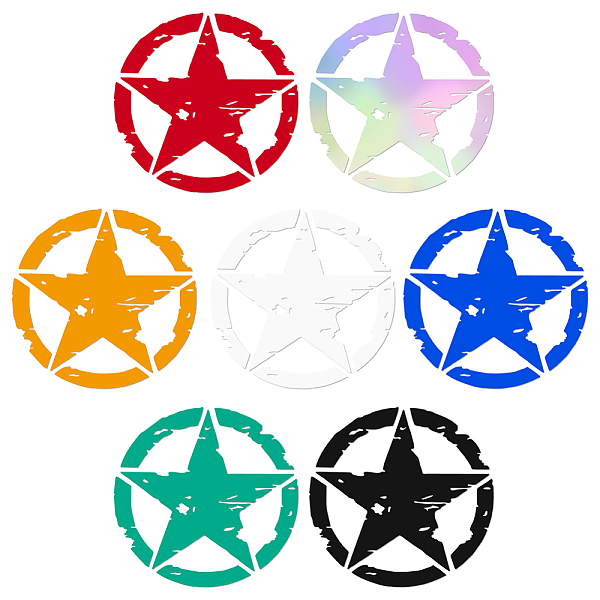 

PandaHall AHADERMAKER 7 Sheets 7 Colors Star Plastic Self Adhesive Car Stickers, Star Waterproof Decals for Vehicle Decoration, Mixed Color..., Multicolor