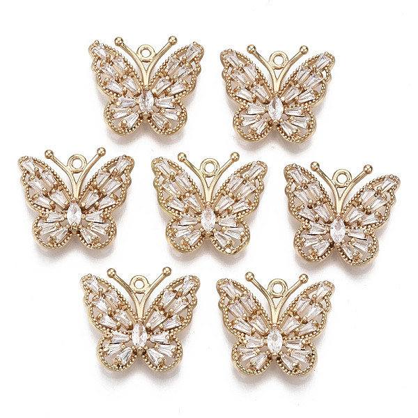 

PandaHall Brass Micro Pave Cubic Zirconia Pendants, Long-Lasting Plated, Butterfly, Light Gold, Clear, 17x20x4mm, Hole: 1.4mm Brass+Cubic...