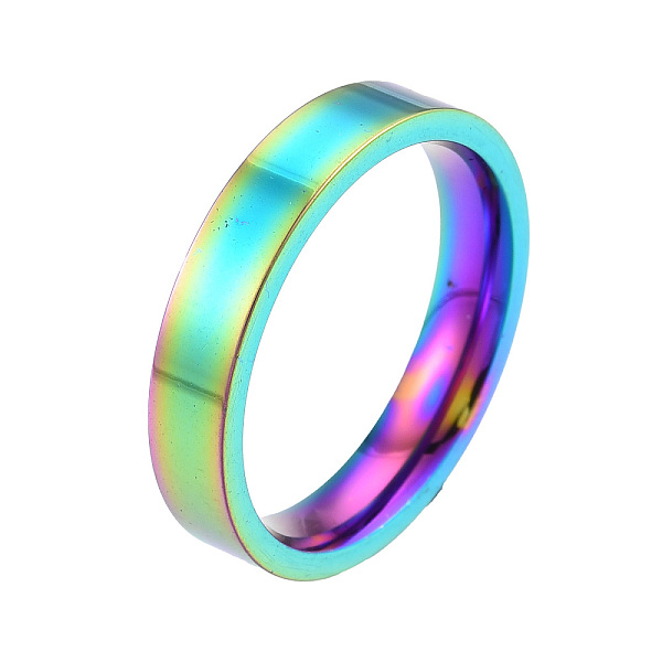 

PandaHall 201 Stainless Steel Plain Band Ring for Women, Rainbow Color, Inner Diameter: 17mm 201 Stainless Steel