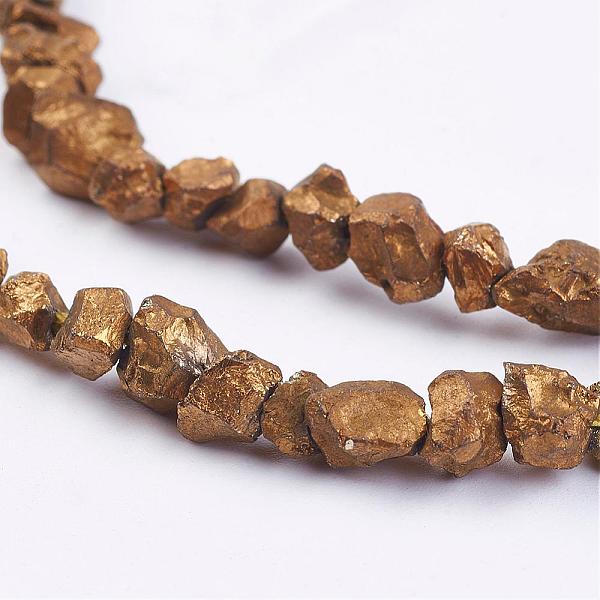 

PandaHall Electroplated Natural Pyrite Bead Strands, Nuggets, Golden Plated, 1.5~5x3~6mm, Hole: 1mm, about 15.3~15.7 inch Pyrite Nuggets