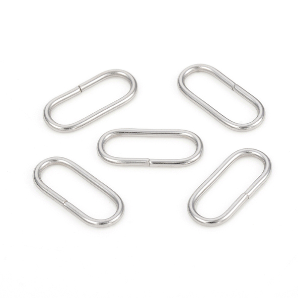 

PandaHall 304 Stainless Steel Linking Rings, Quick Link Connectors, Closed but Unsoldered, Oval, Stainless Steel Color, 23x10x1.6mm, Inner...