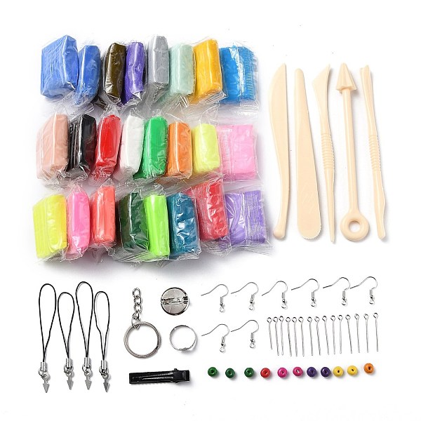 

PandaHall DIY Crafts Polymer Clay Kit, 24 Colors Oven Bake Clay, with 5 Sculpting Tools, for Clay Earrings, Key Chain, Jewelry Making, Mixed..., Multicolor
