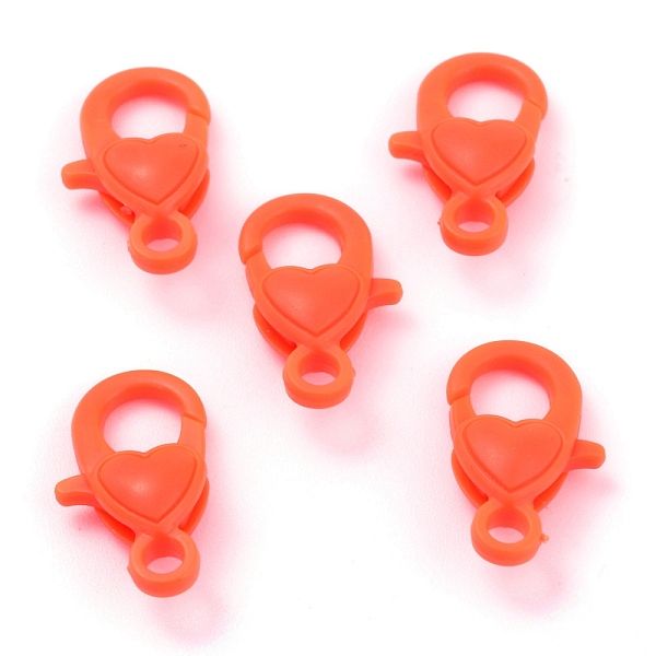 

PandaHall Plastic Lobster Claw Clasps, Heart, Orange Red, 22.5x13x6.5mm, Hole: 3mm Plastic Heart