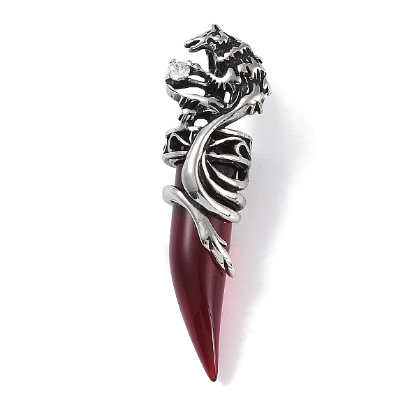 

PandaHall Glass Pendants, with 316 Stainless Steel Rhinestone Findings, Horn, Antique Silver, 52.5x15.5x14mm, Hole: 8.5x4.5mm Stainless...