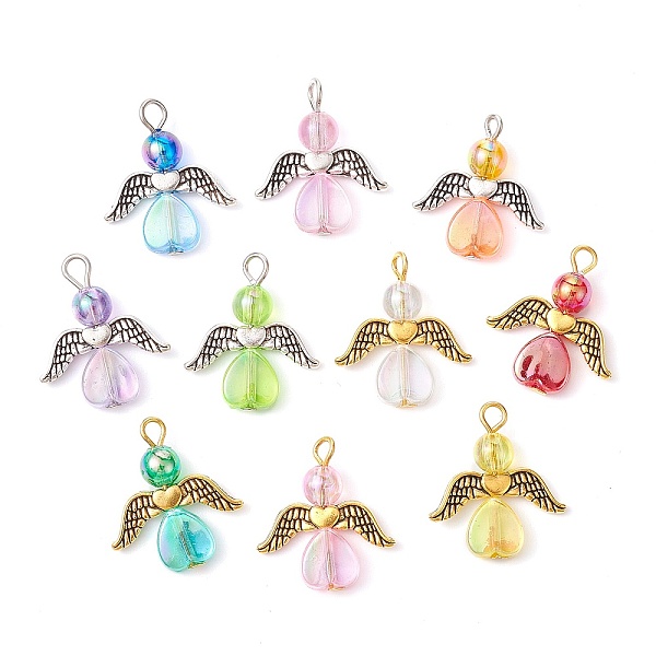 

PandaHall Acrylic with Alloy Pendants Kit, Angel, Mixed Color, 22.5x20x6mm, Hole: 2.5mm, 10pcs/set Acrylic Angel & Fairy Multicolor