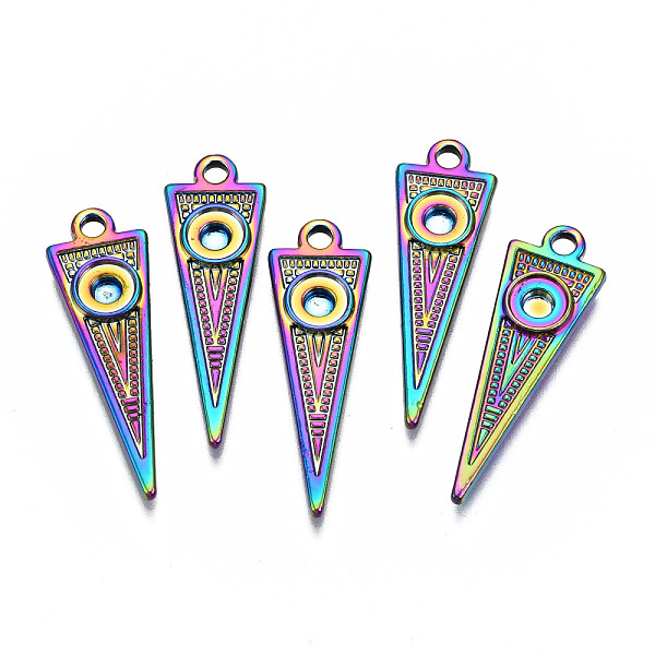 

PandaHall Rainbow Color Alloy Pendant Cabochon Settings, Cadmium Free & Nickel Free & Lead Free, Triangle, Tray: 2mm, 28.5x9x2mm, Hole...