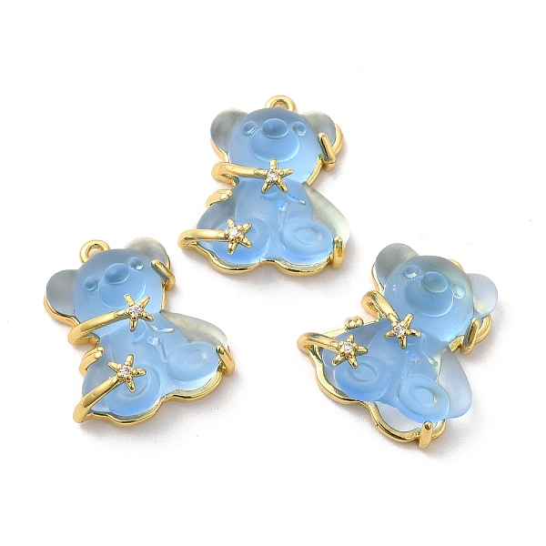 

PandaHall Transparent Resin Crystal Rhinestone Pendants, Bear Charms, with Rack Plating Real 14K Gold Plated Brass Findings, Long-Lasting..., Clear