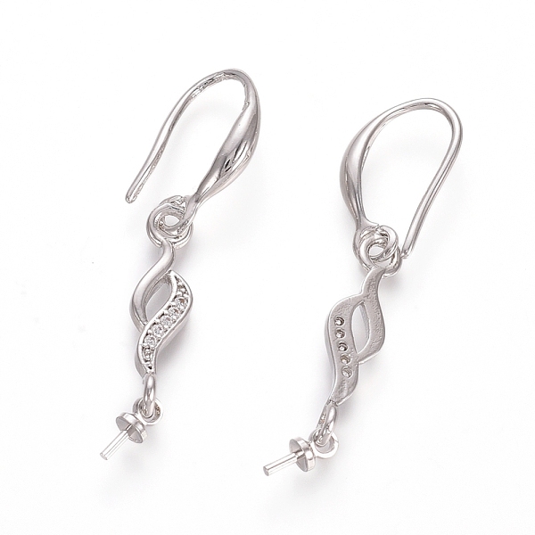 

PandaHall Brass Micro Pave Clear Cubic Zirconia Earring Hooks, Ear Wire, For Half Drilled Beads, Long-Lasting Plated, Platinum, 36.5mm, Link...