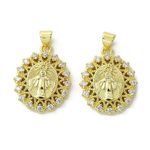 

PandaHall Brass Micro Pave Cubic Zirconia Pendants, Real 18K Gold Plated, Oval, 23x18x3.5mm, Hole: 4x3mm Brass+Cubic Zirconia Oval Clear