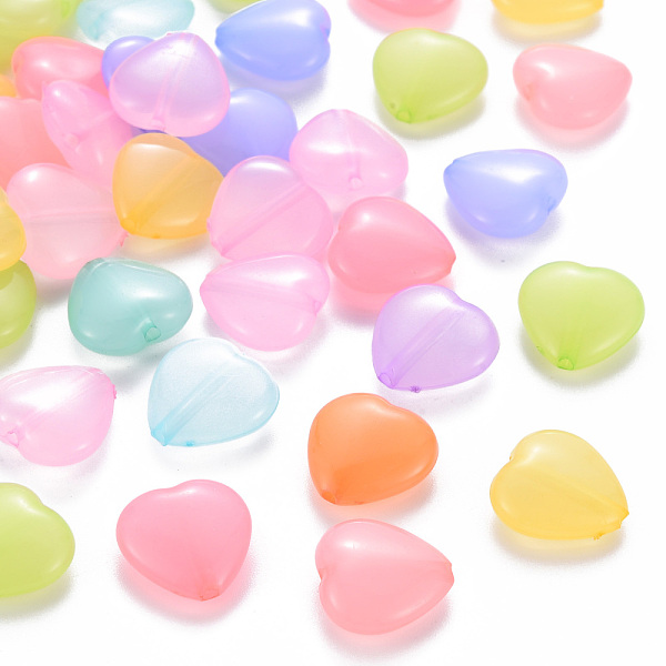 

PandaHall Transparent Acrylic Beads, Dyed, Heart, Mixed Color, 13.5x14x6mm, Hole: 1.5mm, about 775pcs/500g Acrylic Heart Multicolor