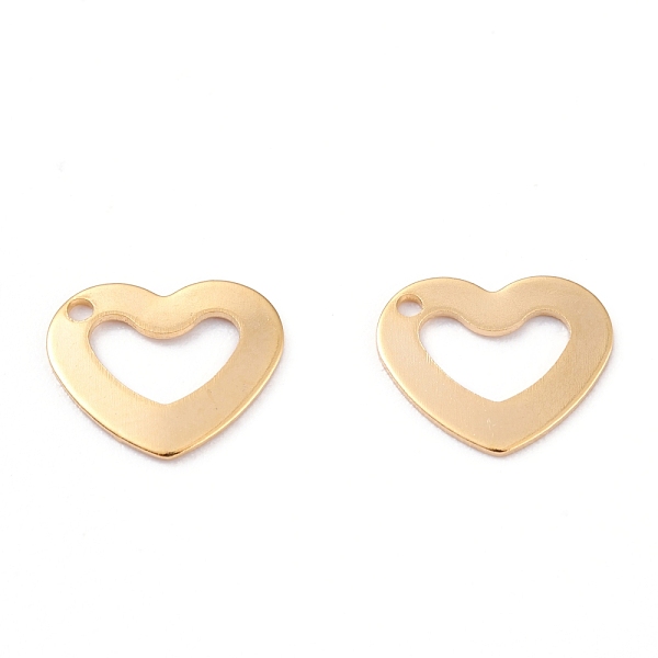 

PandaHall 201 Stainless Steel Charms, Laser Cut, Hollow, Heart, Real 18k Gold Plated, 9x11x0.8mm, Hole: 1mm 201 Stainless Steel Heart