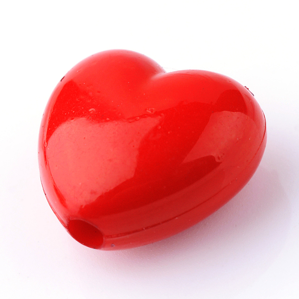 

PandaHall Opaque Acrylic Beads, Heart, Red, 12x14.5x5.5mm, Hole: 1.5mm, about 850pcs/500g Acrylic Heart Red