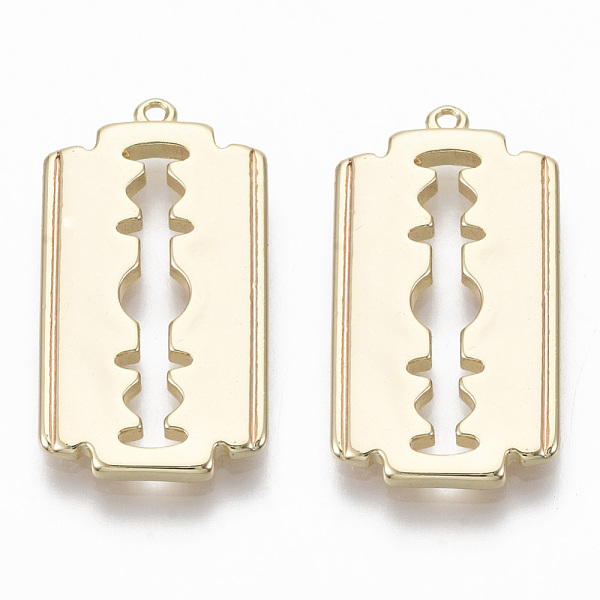 

PandaHall Brass Pendants, Nickel Free, Blade Shape, Real 18K Gold Plated, 25.5x14x2mm, Hole: 1mm Brass Rectangle