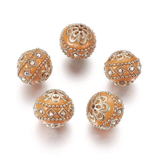 

PandaHall Handmade Indonesia Beads, with Metal Findings, Round, Light Gold, Sandy Brown, 19.5x19mm, Hole: 1mm Polymer Clay Round Brown