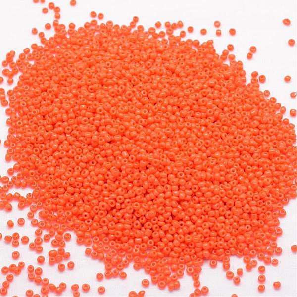 

PandaHall 15/0 Glass Seed Beads, Grade A, Round, Opaque Colours, Coral, 1.3~1.5mm, Hole: 0.5mm, about 75000pcs/pound Glass Red