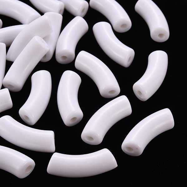 

PandaHall Opaque Acrylic Beads, Curved Tube, Creamy White, 36x13.5x11.5mm, Hole: 4mm, about 133pcs/500g Acrylic Tube