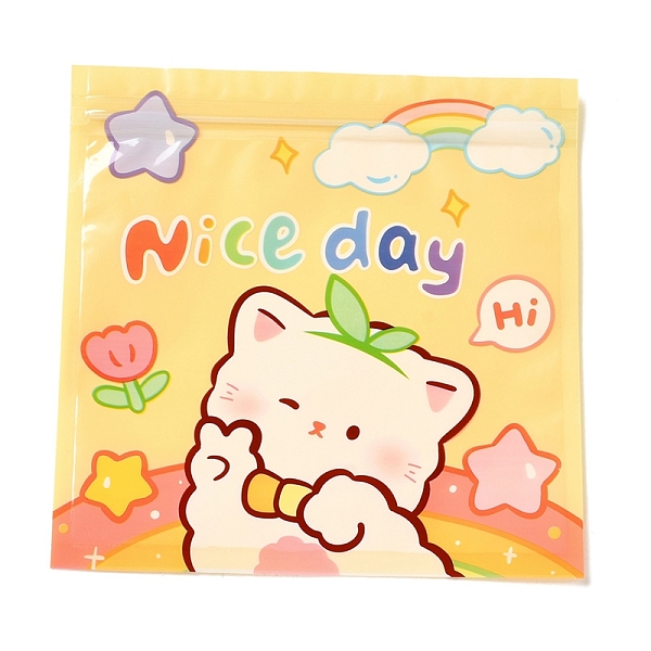 

PandaHall Square Plastic Packaging Zip Lock Bags, with Cartoon Cat Pattern, Top Self Seal Pouches, Gold, 16x16x0.01~0.15cm, Unilateral...