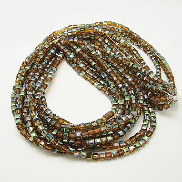 

PandaHall Electroplate Glass Beads Strands, Faceted, Cube, Dark Goldenrod, 6x6x6mm, Hole: 1mm, about 100pcs/strand, 22.4 inch Glass Cube..., Gold