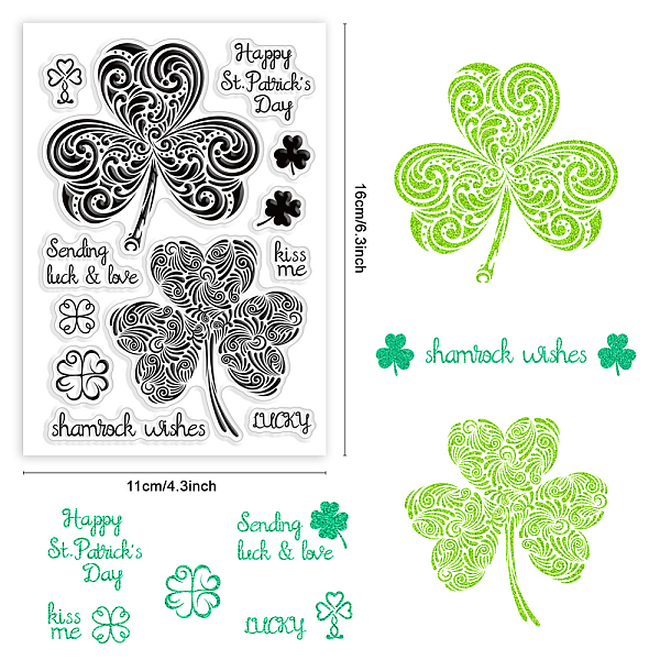 

PandaHall CRASPIRE St. Patrick's Day Clear Stamps Leaf Clover Clear Stamps Scrapbooking Stamps for Card Making DIY Thanksgiving Card Photo...