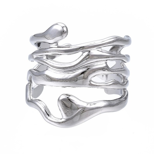 

PandaHall 304 Stainless Steel Wave Open Cuff Ring, Chunky Hollow Ring for Women, Stainless Steel Color, US Size 7(17.3mm) 304 Stainless...