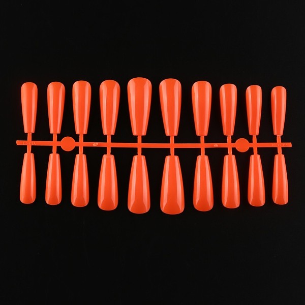 PandaHall Solid Color Plastic Seamless Toe False Nail, Practice Manicure Nail Art Tool, Dark Orange, 26~32x6~13mm, 20pcs/set. Plastic None