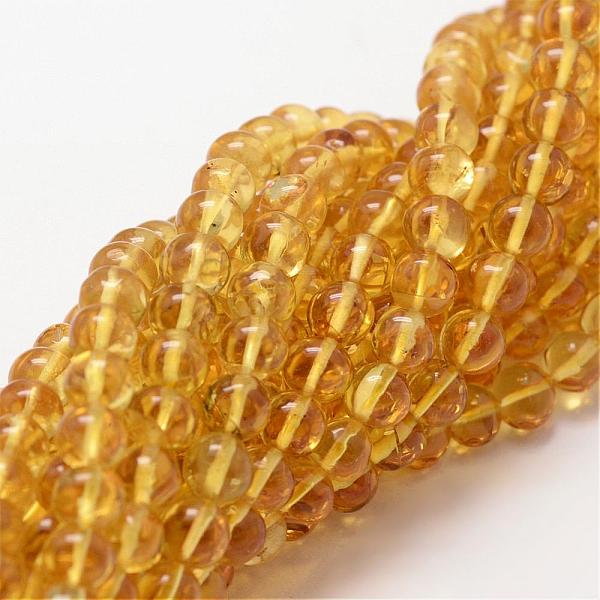

PandaHall Round Natural Amber Beads Strands, 6mm, Hole: 0.5~1mm, about 62pcs/strand, 15.75 inch Amber Round
