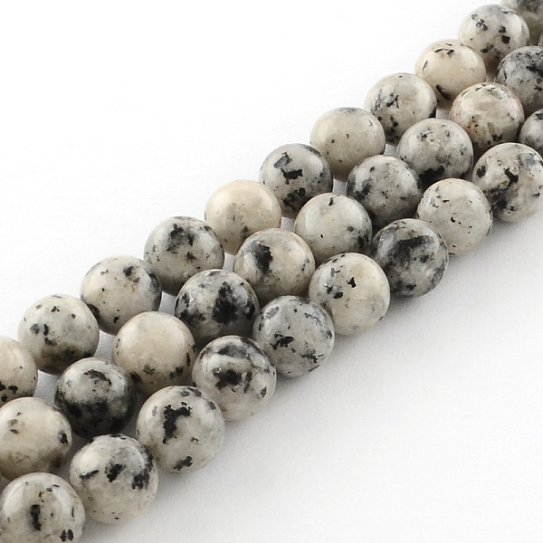 

PandaHall Dyed Natural Sesame Jasper Round Beads Strands, Gainsboro, 8mm, Hole: 1mm, about 48pcs/strand, 14.9 inch Sesame Jasper Round Gray