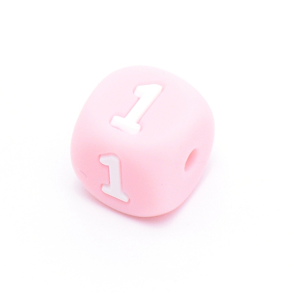 

PandaHall Silicone Beads, for Bracelet or Necklace Making, Arabic Numerals Style, Pink Cube, Num.1, 10x10x10mm, Hole: 2mm Silicone Number...