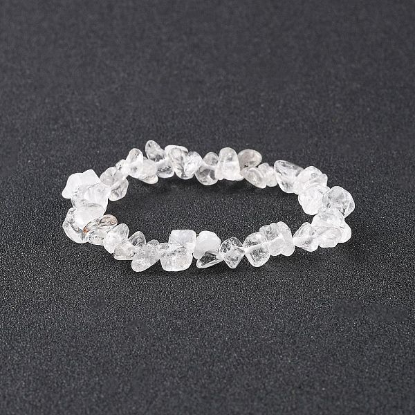 

PandaHall Crystal Chips Stretch Bracelets, Inner Diameter: 2-1/8~2-1/4 inch(5.3~5.6cm) Quartz Crystal Clear