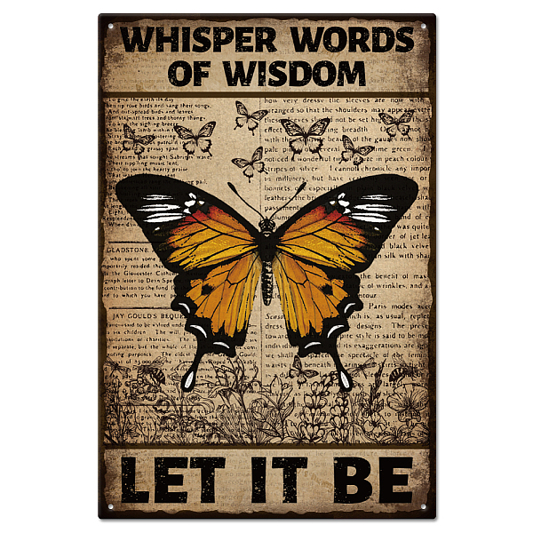 

PandaHall GLOBLELAND Vintage Metal Tin Sign Retro Butterfly with Whisper Words Let it Be Retro Tin Sign 8 x 12 Inch Plaque Tin Sign Wall...