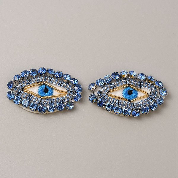 

PandaHall Handmade Ornament Accessories, Plastic Beaded Appliques, with Rhinestone, for DIY Clothes, Bag, Shoes Decoration, Evil Eye...