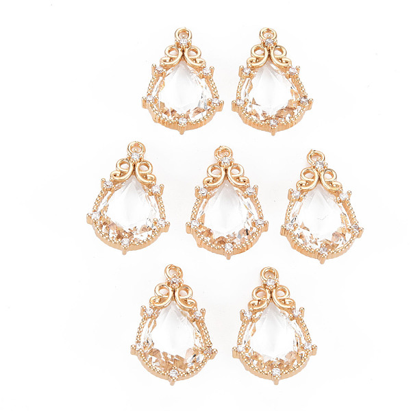 

PandaHall Rack Plating Brass Micro Pave Clear Cubic Zirconia Charms, Long-Lasting Plated, Cadmium Free & Lead Free, Teardrop, Light Gold...