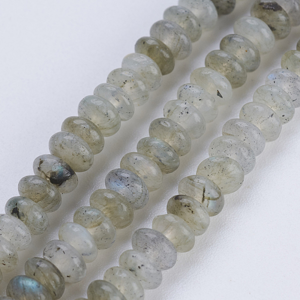 

PandaHall Natural Labradorite Beads Strands, Rondelle, 4.5~5x2~2.5mm, Hole: 0.8mm, about 162~166pcs/strand, 15.1 inch~15.3 inch(38.5~39cm)...
