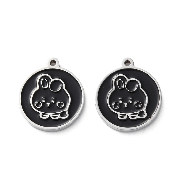 304 Stainless Steel Black Enamel Charms