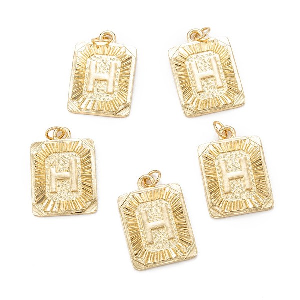 

PandaHall Brass Pendants, with Jump Ring, Long-Lasting Plated, Cadmium Free & Nickel Free & Lead Free, Rectangle with Alphabet, Real 18K...