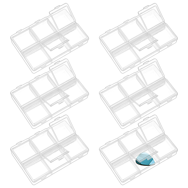 6Pcs 6 Grids Plastic Bead Containers for Beads