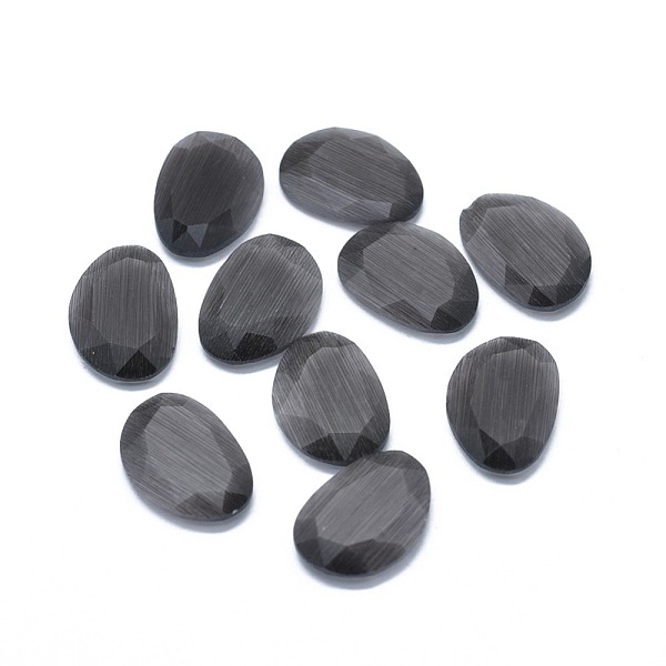 

PandaHall Cat Eye Cabochons, Faceted, Nuggets, Gray, 17.5x12.5x3.5mm Glass Nuggets Gray