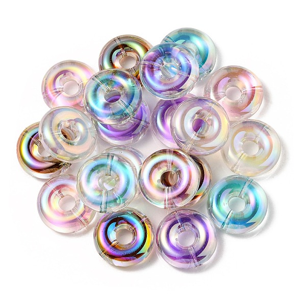 

PandaHall UV Plating Rainbow Iridescent Acrylic Beads, Two Tone Bead in Bead, Flat Round, Midnight Blue, 29.5x10.5mm, Hole: 3mm Acrylic Flat...