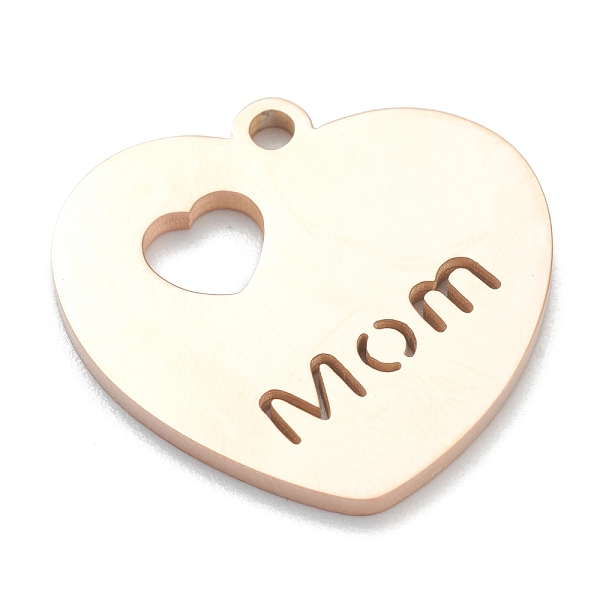 

PandaHall 304 Stainless Steel Pendants, Heart with Word Mom, for Mother's Day, Rose Gold, 19x20x1.5mm, Hole: 1.6mm 304 Stainless Steel Heart