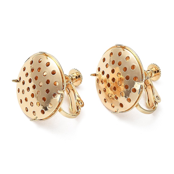 

PandaHall Brass Clip-on Earring Setting, Filigree Flat Round, Real 18K Gold Plated, 18.5mm, Hole: 1.2mm and 2mm Brass Flat Round