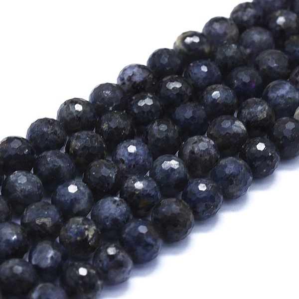 

PandaHall Natural Iolite Beads Strands, 128 Faceted, Round, 10mm, Hole: 1mm, about 39pcs/Strand, 15 inch(38 cm) Iolite Round