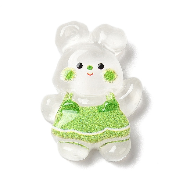 

PandaHall Translucent Resin Decoden Cabochons, Cartoon Rabbit with Dress, Green, 27x19.5x7mm Resin Rabbit Green