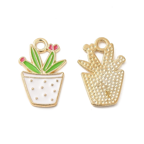 

PandaHall Alloy Enamel Pendants, Potted Plant Charm, Golden, White, 22x14.5x1.5mm, Hole: 2.5mm Alloy+Enamel Others White