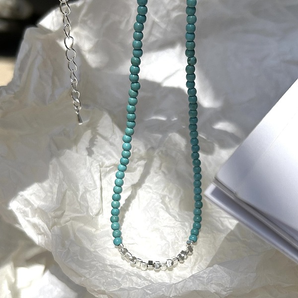 Natural Turquoise & Non-Magnetic Synthetic Hematite Beads Necklaces For Women