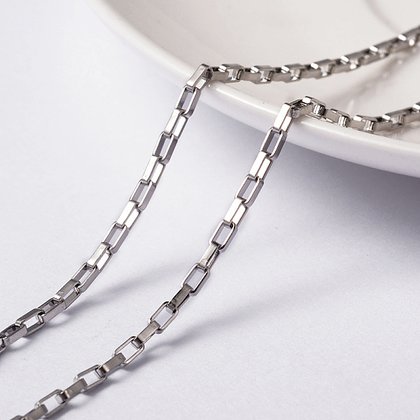 

PandaHall 304 Stainless Steel Venetian Chains, Box Chains, Unwelded, with Spool, Rectangle, Stainless Steel Color, 4x2x1mm, about 32.8 Feet...