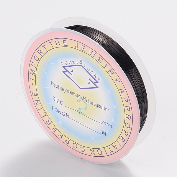 

PandaHall Round Copper Jewelry Wire, Nickel Free, Black, 32 Gauge, 0.2mm, about 114.82 Feet(35m)/roll Copper Round Black