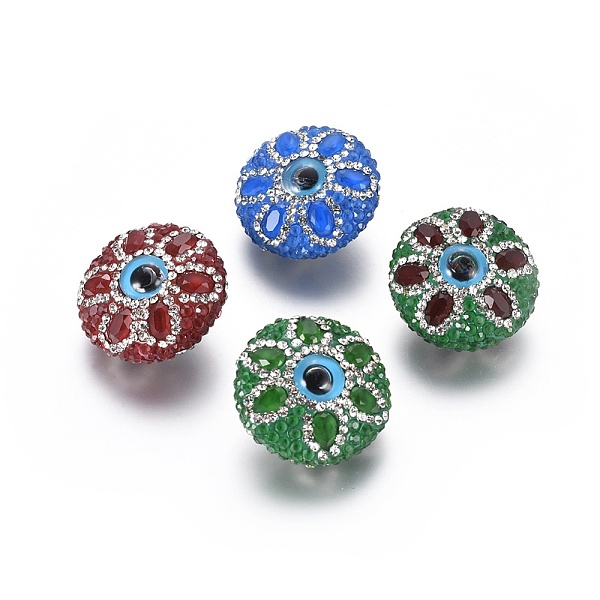 

PandaHall Cubic Zirconia Beads, with Cat Eye, Flat Round with Evil Eye, Mixed Color, 24.5~25x13.5~14mm, Hole: 1.4mm Cubic Zirconia Evil Eye..., Multicolor